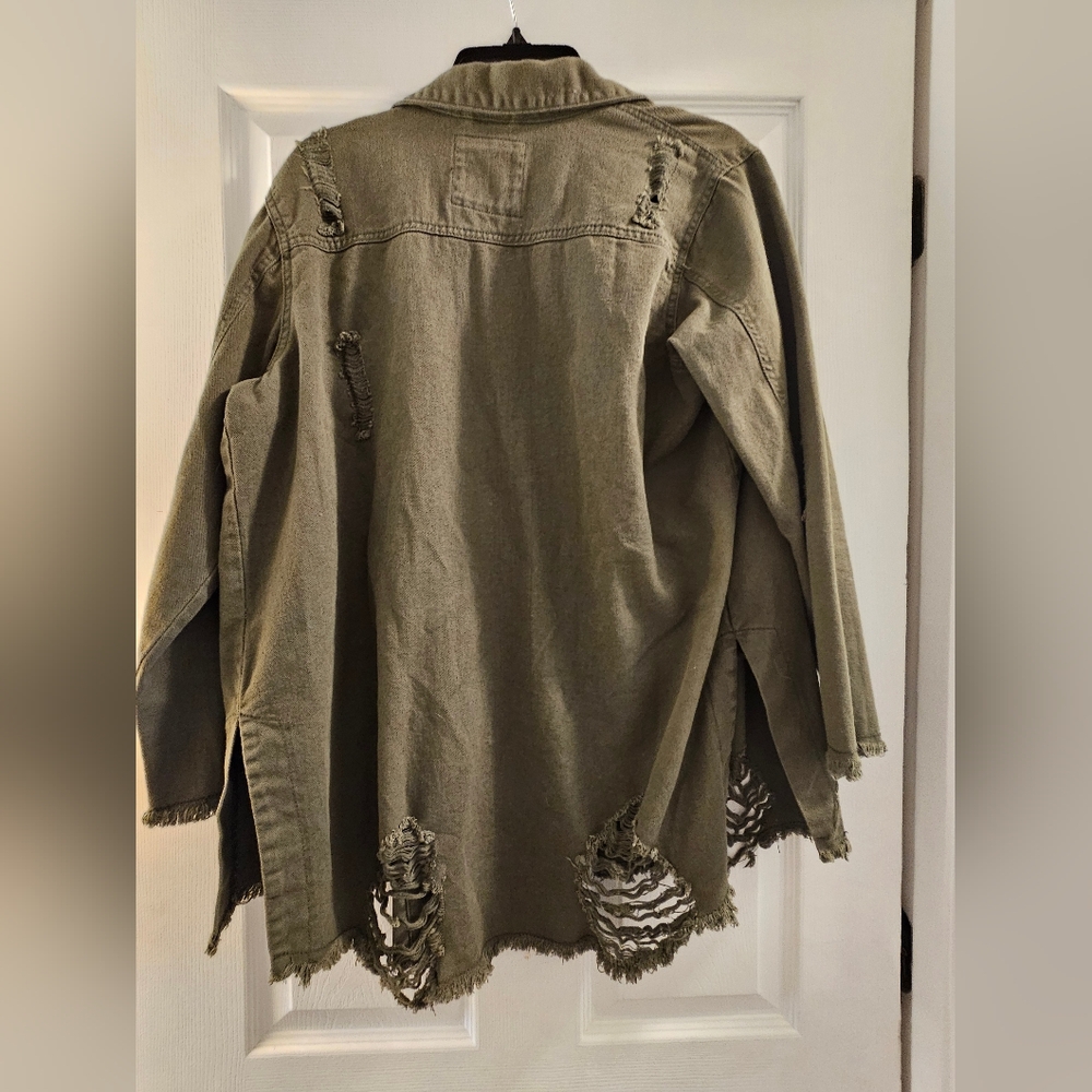 Green Distressed Jen Jacket - Picture 2 of 4